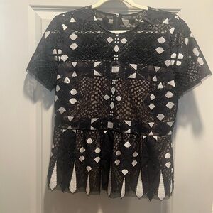 Black and White Lace Women's Top